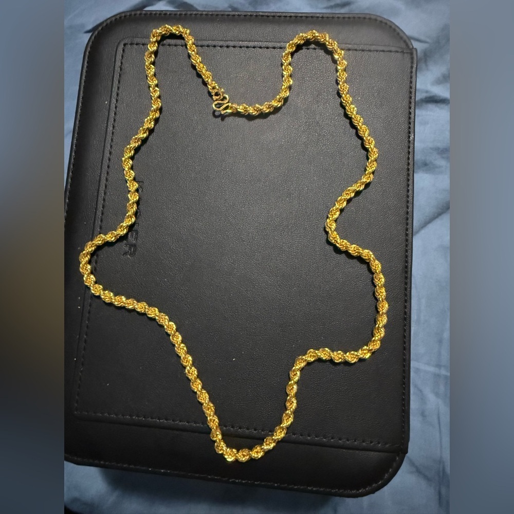 Gold Rope Chain Necklace 10K GP - Picture 3 of 3